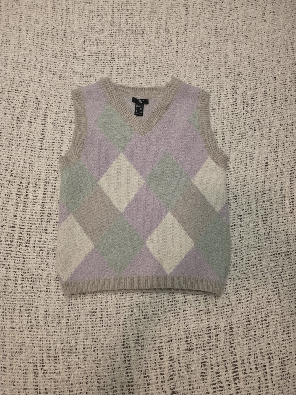 Forever 21 Pastel Argyle V-Neck Sweater Vest